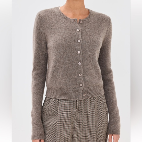 Reformation Sweaters - NEW Reformation Clara Cashmere Crew Cardigan Cocoa L